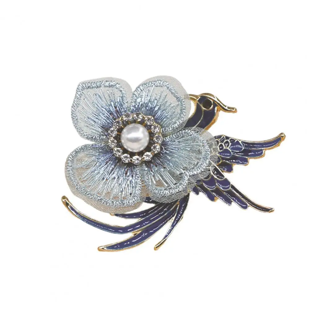 

Gift Retro Embroidery Flower Enamel Bird Badge Sturdy Brooch Rhinestone for Badge Collector