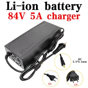 84v 5a lithium battery charger dc 5 52 1mm for 20s 72v li ion battery ac 110 220v ebike motorcycle charger with fan eu us plug free global shipping