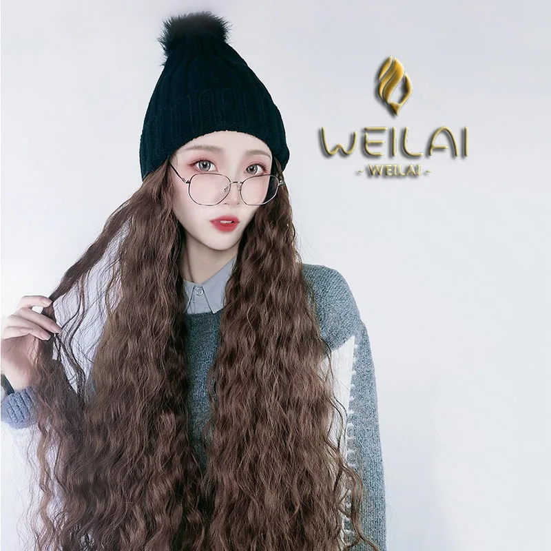 Корейская версия осенне зимней шерстяной шапки WEILAI в сеточку красного цвета с