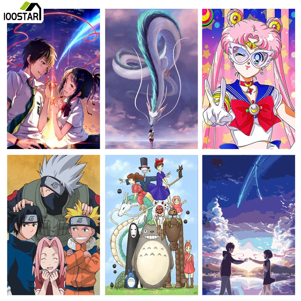 Японские Аниме сериалы &quotсделай сам&quot Краски ing по номерам акриловые ручной