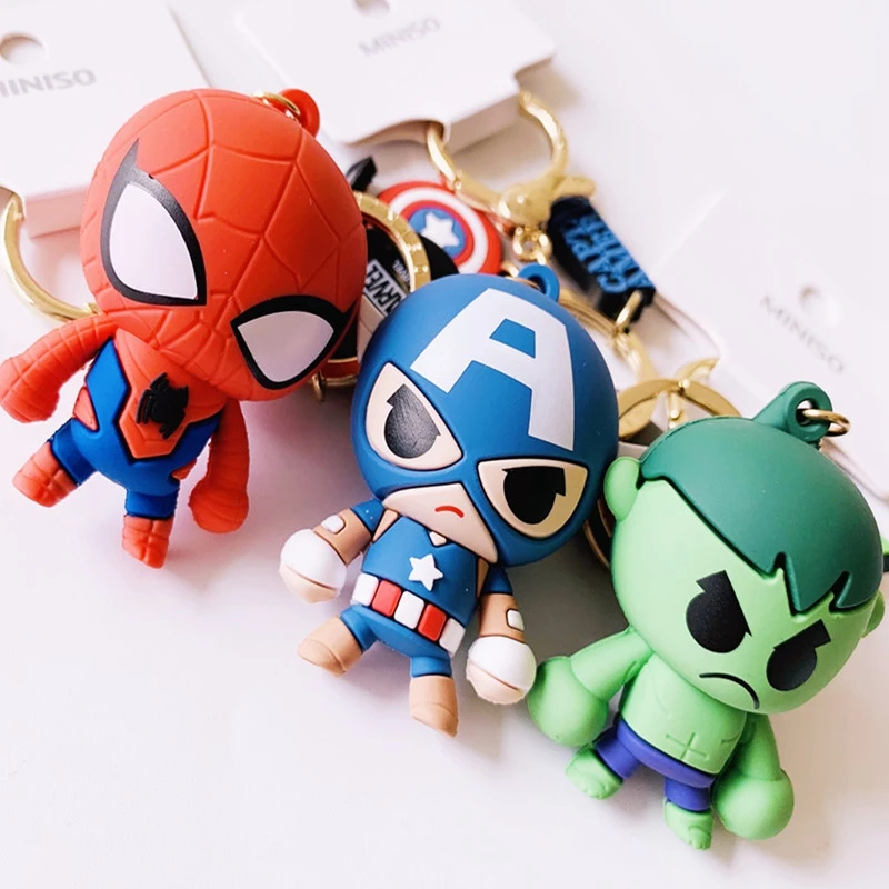 Брелок для ключей с героями мультфильмов аниме Marvel Мстители герой экшн фигурка