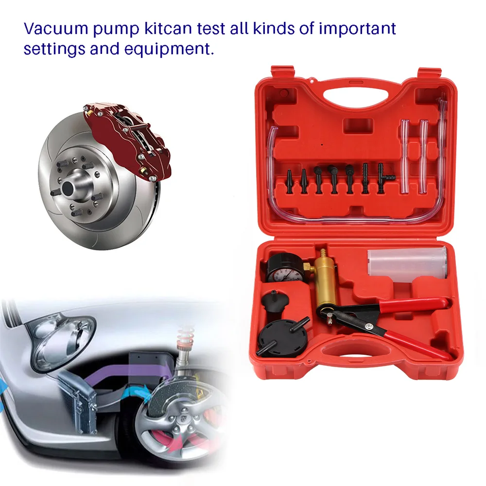 

Vacuum Pump Kit Pump Car Motorbike Bleeding Hand Held Brake Bleeder Tester Set Vacuum Pump Car Motorbike Bleeding Tools