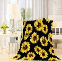 sunflower throw blanket girls flowers fleece black bed blanket for sofa couch chairsuper soft cozy microfiber throw