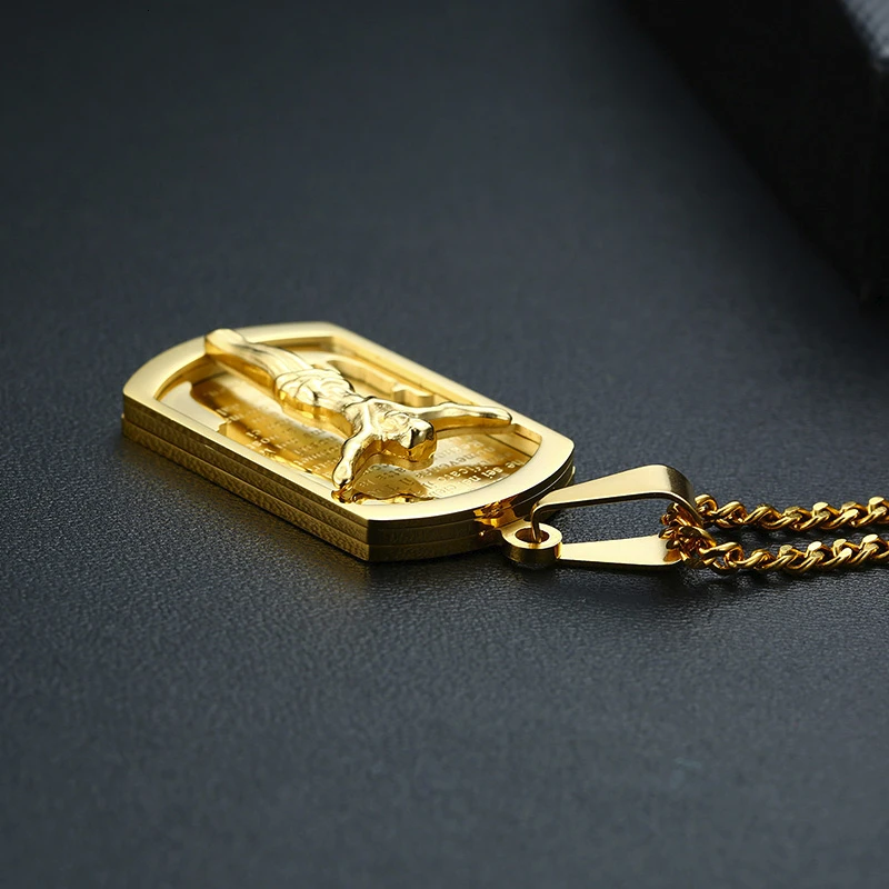 ITALIAN LANGUAGE BIBLE JESUS DOG TAG PENDANT NECKLACE STAINLESS STEEL CHRISTIAN FAITH JEWELRY | Украшения и аксессуары
