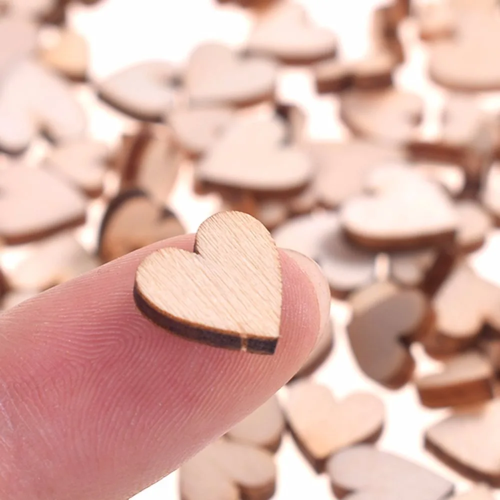 100 шт./лот 4 размера смешанные деревянные Сердца в деревенском стиле украшение для