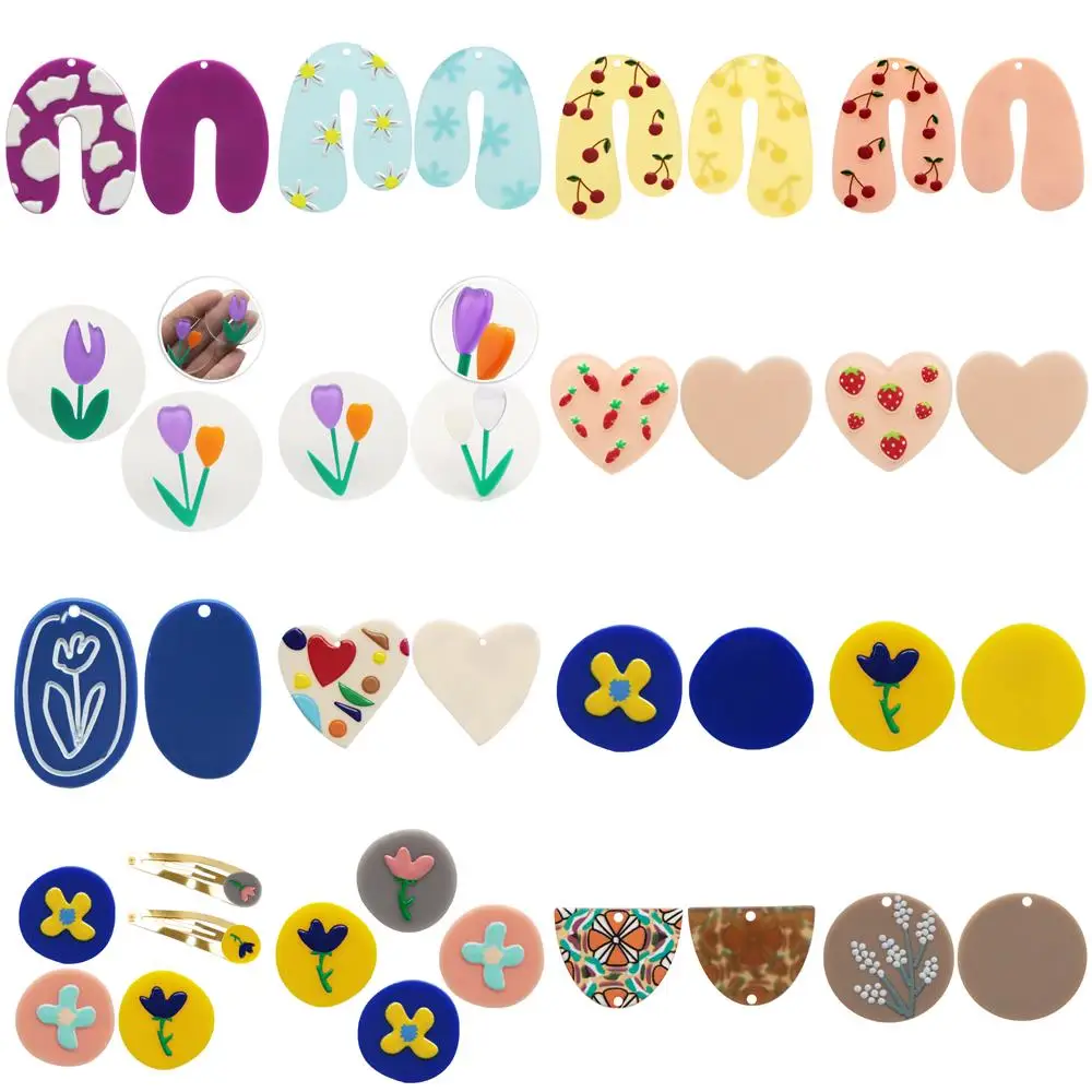 3D рельефный акриловый цветок с плоской задней стороной из смолы отверстием 1 шт.