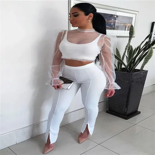 

Sexy Women Puff Long Sleeve High Turtleneck Ruffled See-through Sheer Mesh Crop Top Blouse Shirt Tops Streetwear Clothes