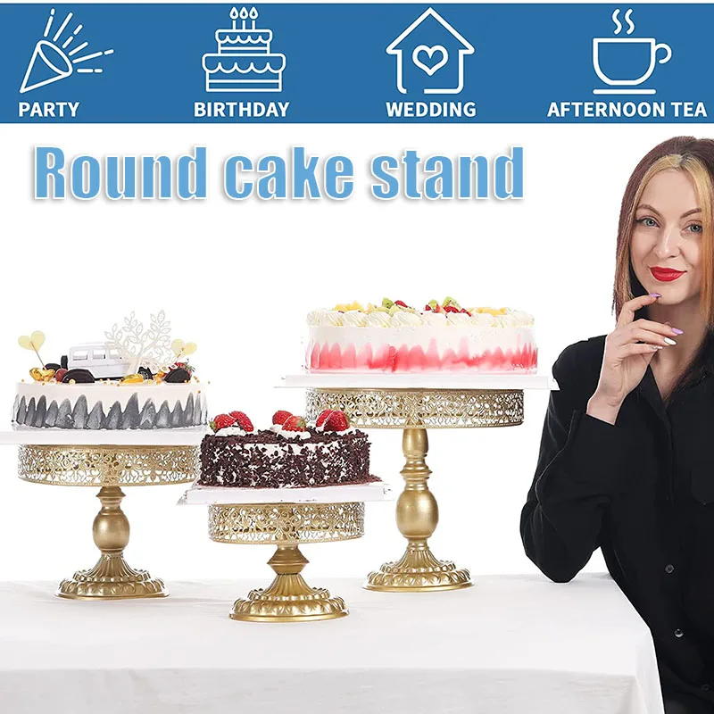 

New Metal Round Cake Stand Multipurpose Cookies Cupcake Dessert Display Plate for Wedding Birthday Parties