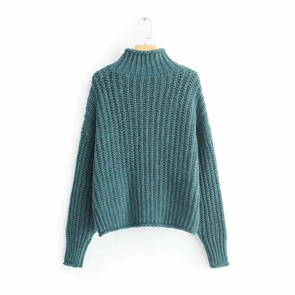 Осенняя мода для женщин 4 цвета Свитер оверсайз стильная половина трикотажная