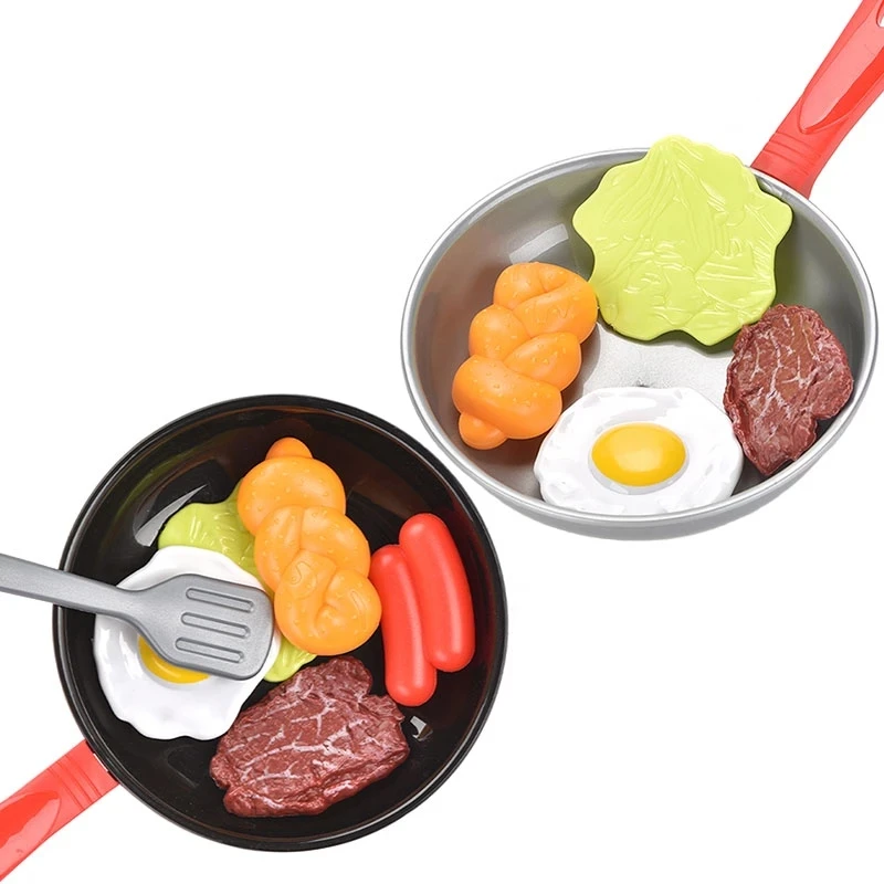 

8PCS Kitchen Food Toys Simulation Kitchenware Play Set Pretend Play Pot Steak Vegetable Bread Hot Dog Omelette Children Girl Toy