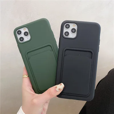 

Creative Solid Color Plug-In Card Mobile Phone Case Suitable For IPhone 12Pro Max/11Pro/XS Max Apple 11/X/XS 2021 New Fashion