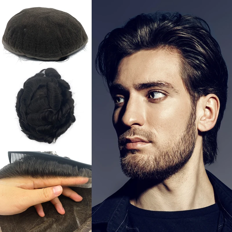 

Swiss Lace Base Man Human Hair Wig Remy Hair Toupee Good Air Permeability