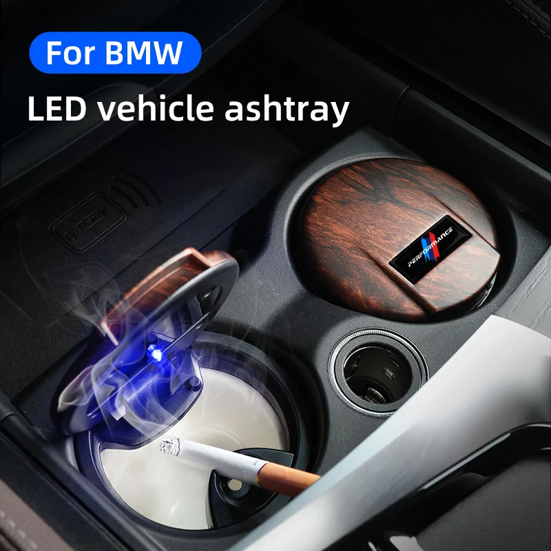

Car Ashtray LED Alloy for BMW G30 G38 G20 G28 F10 F15 F16 Water Cup Cigarette Extinguisher Smoke Box Car Accessories Blu-Ray