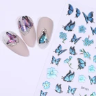 Переливающиеся синие 3D наклейки для ногтей в виде бабочки клейкие слайдеры Красочные золотые переводные наклейки для ногтей сделай сам фольгированные Обертывания украшения
