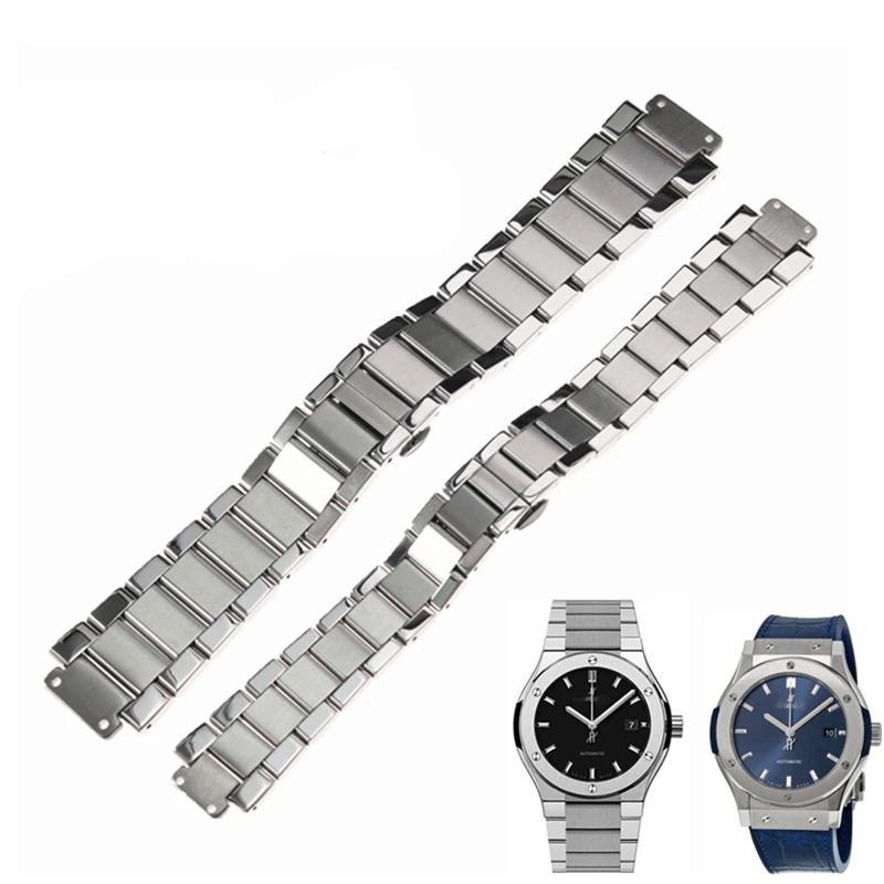 27mm 20mm Steel Watch Strap For Man Woman 38mm 45mm Hublot Watch Bracelet Big Bang Classic Fusion Watchband Belt Band Accessorie
