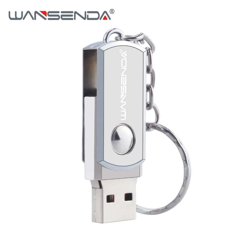 

WANSENDA KeyChain USB Flash Drive Metal Pen Drive 4GB 8GB 16GB 32GB 64GB 128GB Rotation Pendrive USB Memory Stick Flash Disk