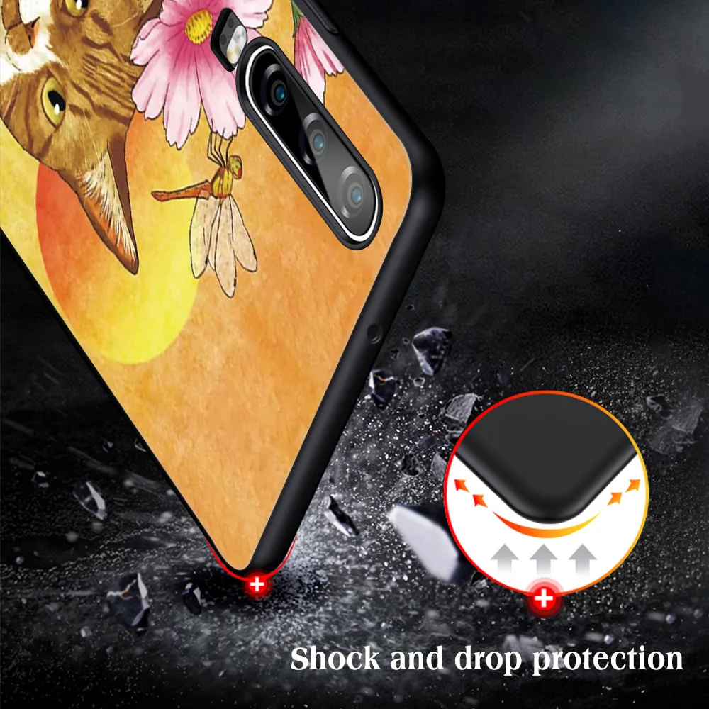 

Art Cartoon Cat Case for Huawei P40 P30 P20 Lite Pro Mate 40 30 20 Lite Pro P Smart Plus 2021 2019 Honor 30 20 9X Pro Lite Cover