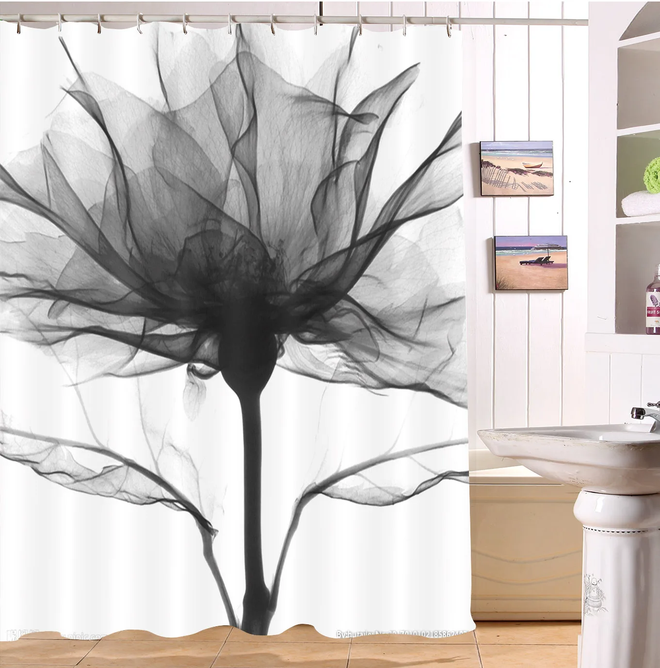 Водонепроницаемые черно-белые занавески для душа с геометрическим рисунком