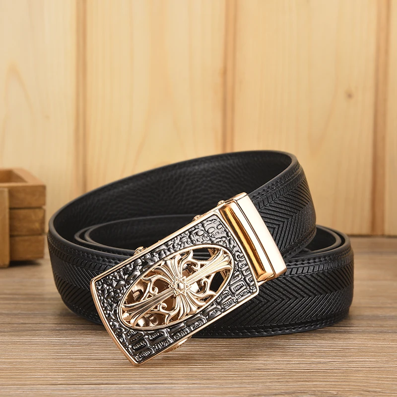 New High Quality Belts for Brand Fashion Automatic Buckle Black Genuine Leather Men's Jeans Waist Male Belts Women's leather bel