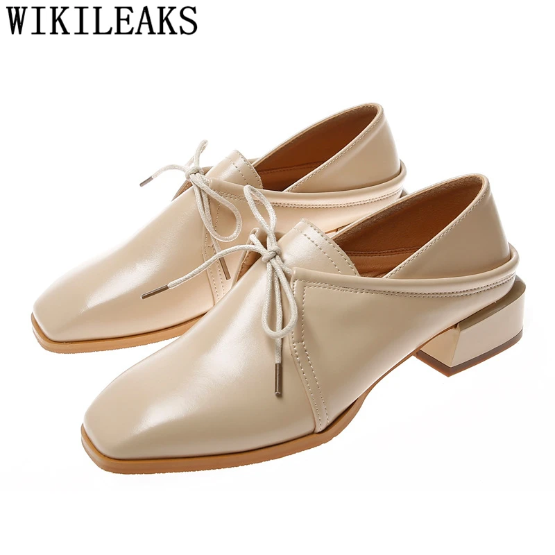 Кожаные туфли Женские оксфорды лоферы Обувь на толстой мягкой подошве в