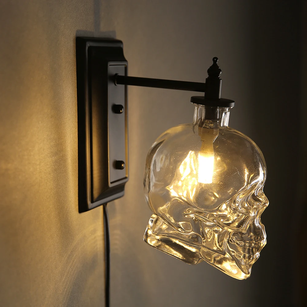 

Loft Personality Creative Halloween Skull Shape Bar Wall Light Nordic Modern Minimalist Retro Industrial Style Skull Wine Bottle