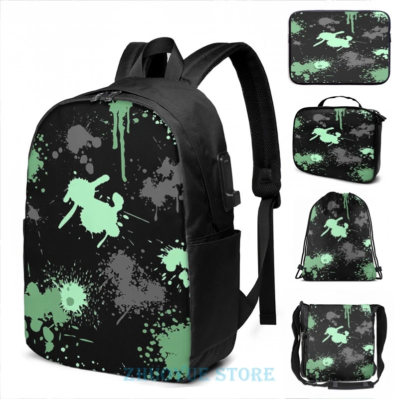 Забавный рюкзак с графическим принтом Marina ink splatoon версия 1 USB-зарядкой мужские