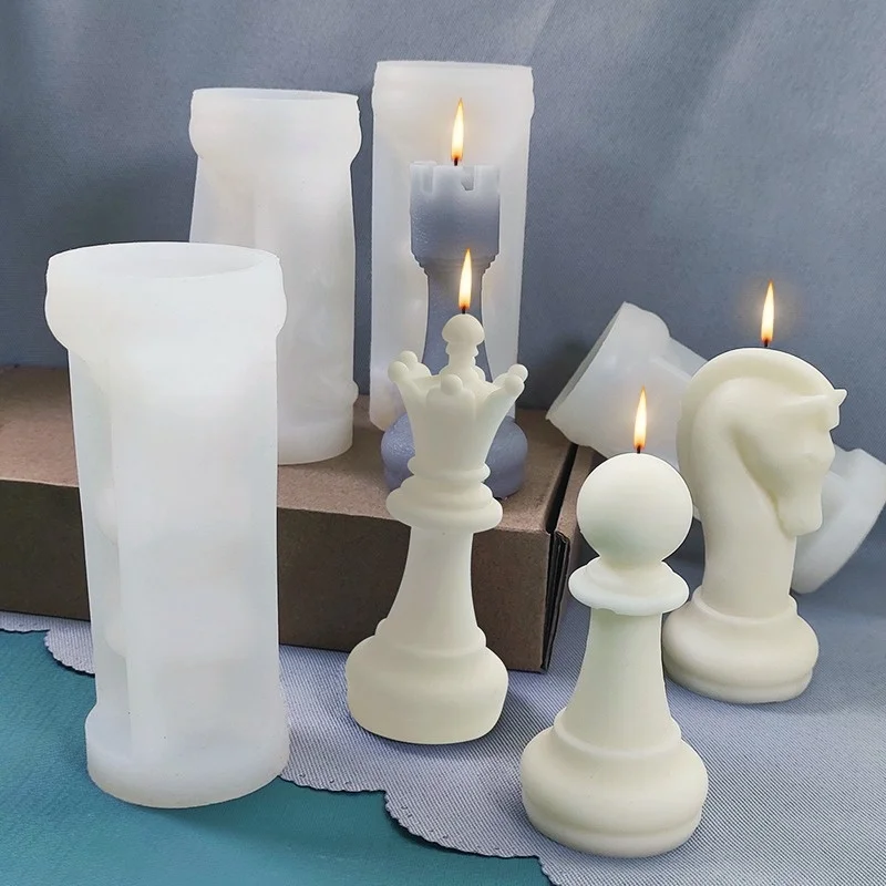 

3D Chess King Queen Silicone Mold Cake Fondant Decorating Tool Beeswax Aromatherapy Candle Making Kit