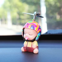 cartoon helmet broken little doll gift cute car accessories interior breaking wind wave duck car ornament cycling decoration