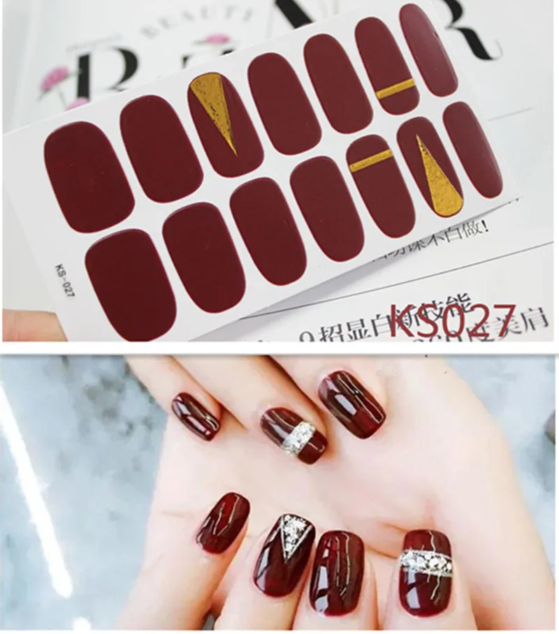 14 наконечников/лист для дизайна ногтей полное покрытие клейкие наклейки