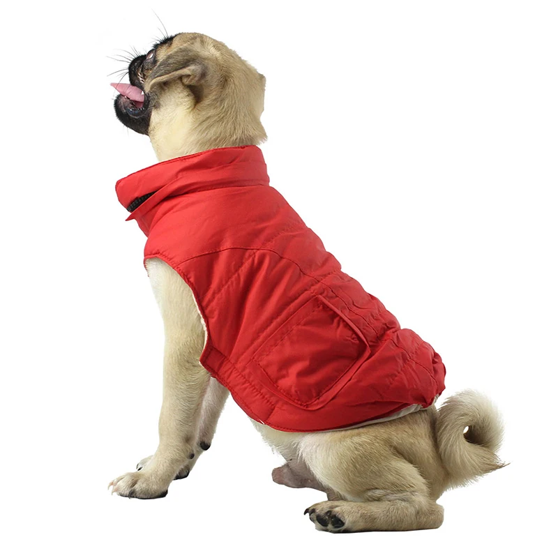 Съемная шапка зимняя одежда для собак Removable Hat Winter Pet Dog Clothes Jacket For Chihuahua Super Warm Coat Puppy French Bulldog Hooded Fur Easy-Wear Coats Vest on.
