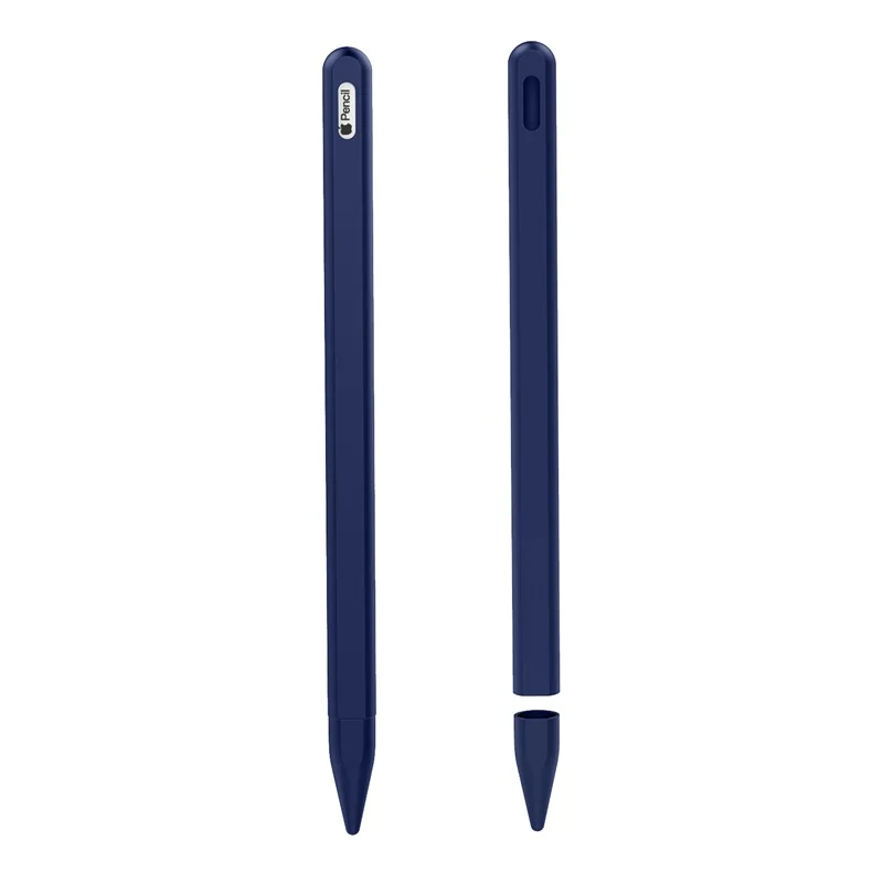 Чехол совместим с Apple Pencil 2, [2 шт.] Противоскользящий силиконовый чехол-карандаш+ наконечник, мягкий чехол - Цвета: Midnight Blue