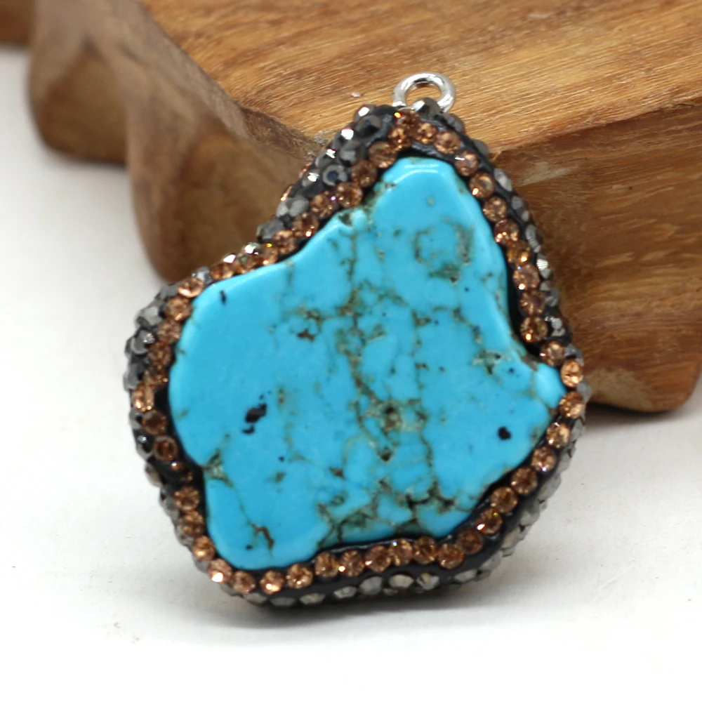 

Natural Semi-precious Stone Pendant Irregular Green Turquoise 25x30-28x33mm for DIY Jewelry Making Earrings Necklace Gift