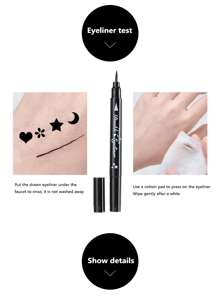 1Pc Double Head Eyeliner Stamp Pen Moon Heart Flower Make Up Waterproof Pencil Cosmetics Makeup TSLM1 |