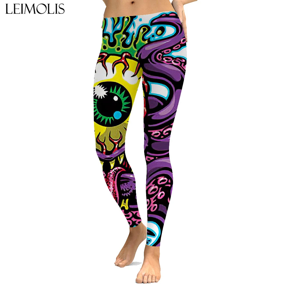 LEIMOLIS очки Осьминог щупальца Готический принт пуш-ап леггинсы размера плюс для