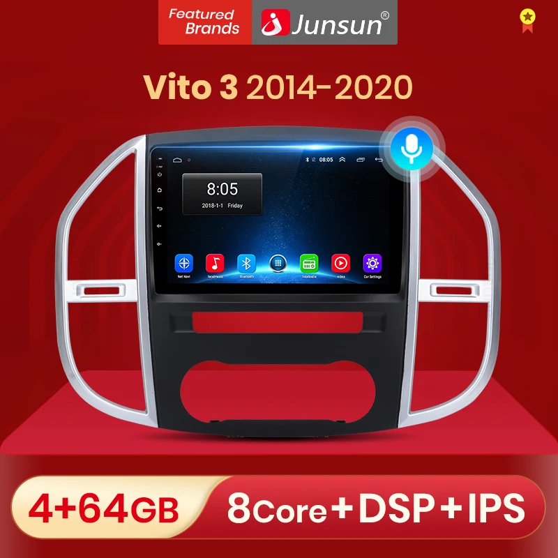 Автомагнитола Junsun V1 для Mercedes Benz Vito 3 10 0 2014 мультимедийный видеоплеер с GPS dvd Android 2020