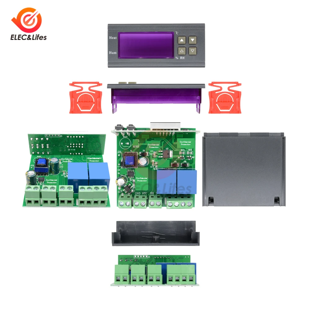 DC 12V 24V AC 110V 220V SHT2000 цифровой термостат Гигрометр Регулятор двойной светодиодный дисплей Температура регулятор влажности переключатель
