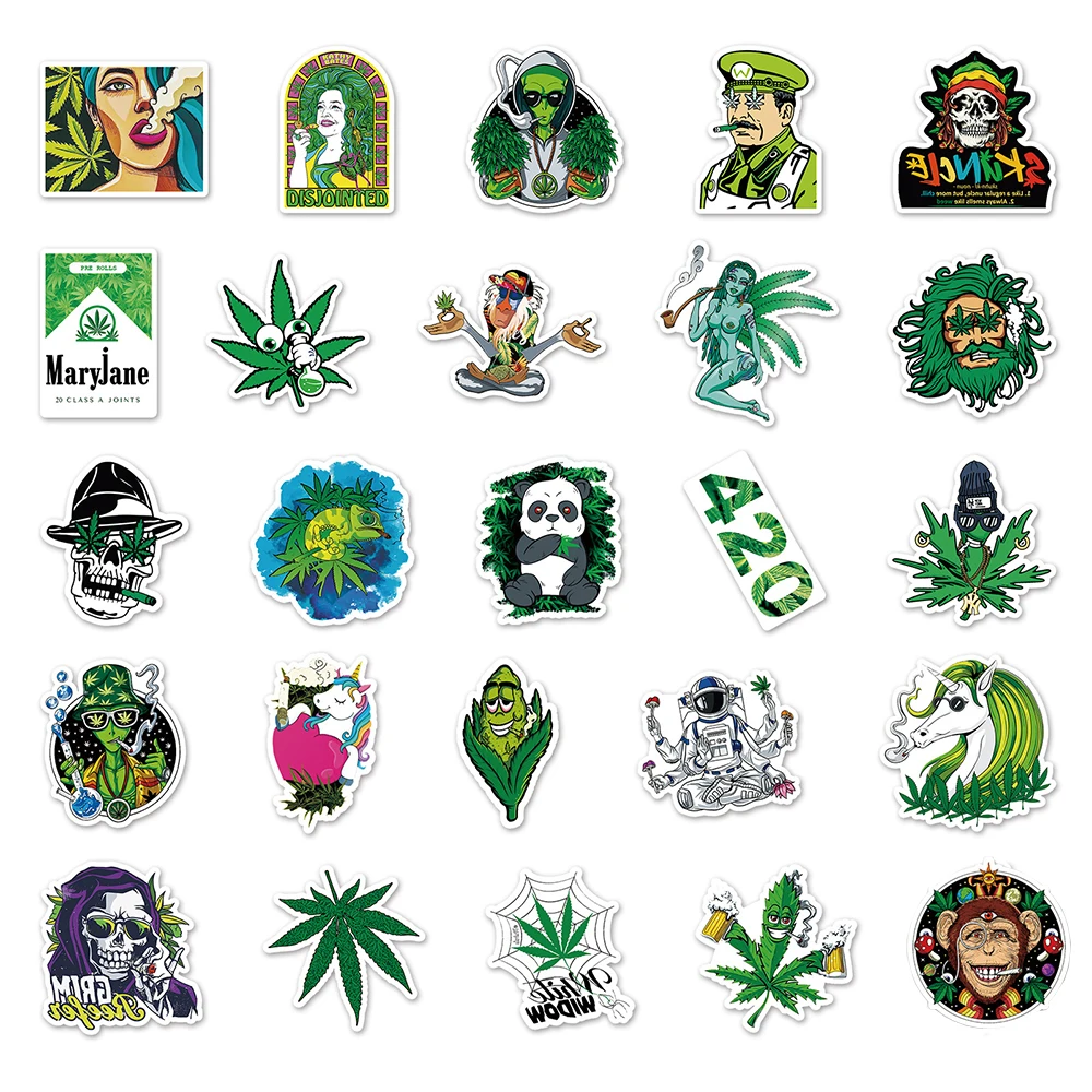 103050pcs funny characters leaves weed smoking graffiti stickers laptop car skateboard guitar motorcycle cool sticker kids toy free global shipping