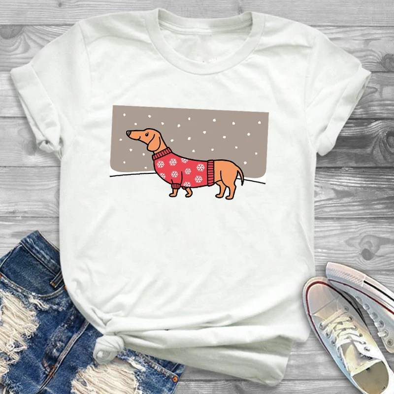 Tee Shirt Tees T-shirts Women Fashion Clothing Plaid Tree Truck New Year Merry Christmas Womens Female Graphic T Shirt T-Shirt - Цвет: CZ20479