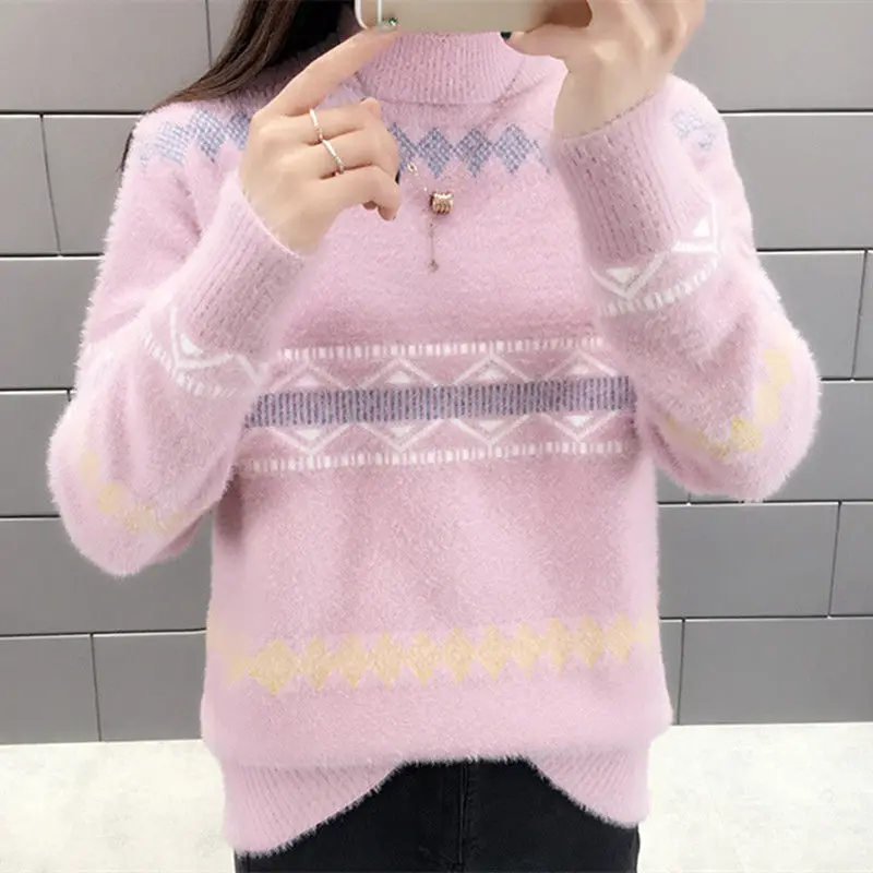 Новинка 2022 Осенний женский модный свитер с воротником хомут Свободные