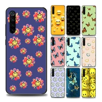 smile face and butterfly phone case for redmi 6 6a 7 7a note 7 8 8a 8t note 9 9s 4g 9t pro soft silicone cover coque