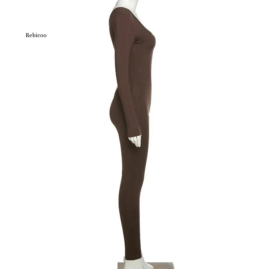 

Ladies Leotards Women's Casual Stretch Fitness Jumpsuits 2021 Spring Autumn Activities Low Collar Street Workwear