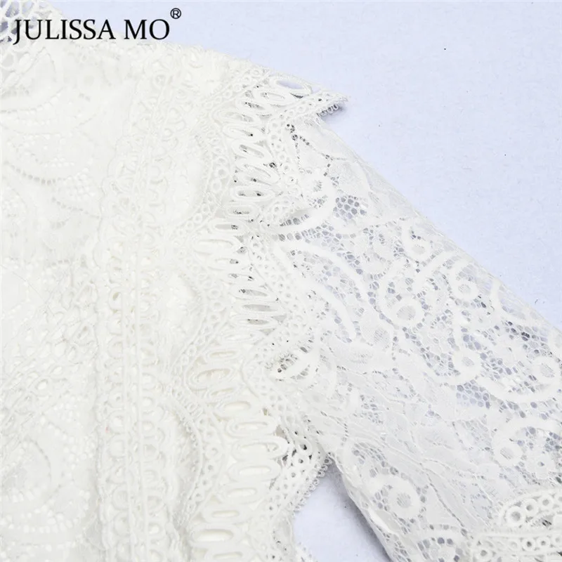 JULISSA MO белые кружевные блузки рубашки женские осенние сексуальные открытые рубашки с длинным рукавом футболки модные милые цветочные вязаные крючком женские топы