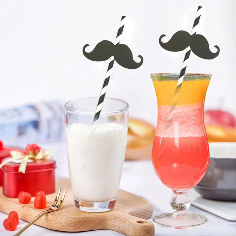 6 шт./упак. черно белые бумажные трубочки в полоску свадебные декоративные