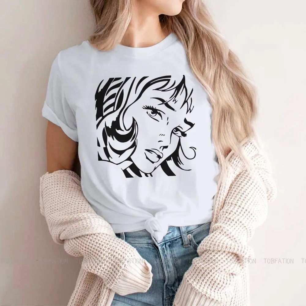 Женская футболка с лентой волосами для девушек топы принтом Рой Лихтенштейна в