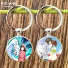 Брелок для ключей с мультяшным изображением лица без спиритов аниме-фигурка постер стеклянный кабошон кулон брелок кольцо для ключей для фанатов подарок для детей и друзей