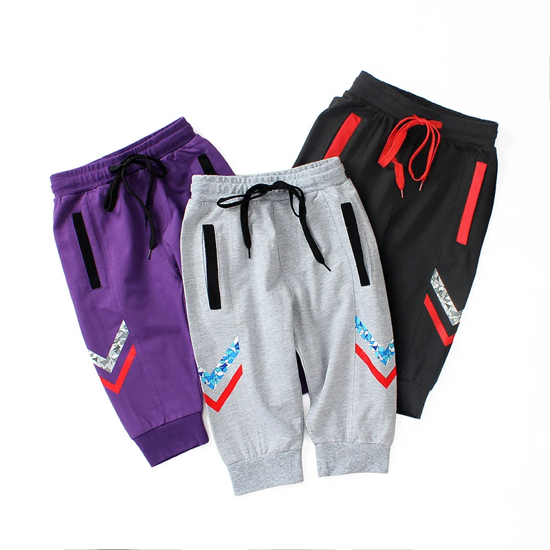 Детские укороченные брюки для мальчиков и девочек спортивные штаны с