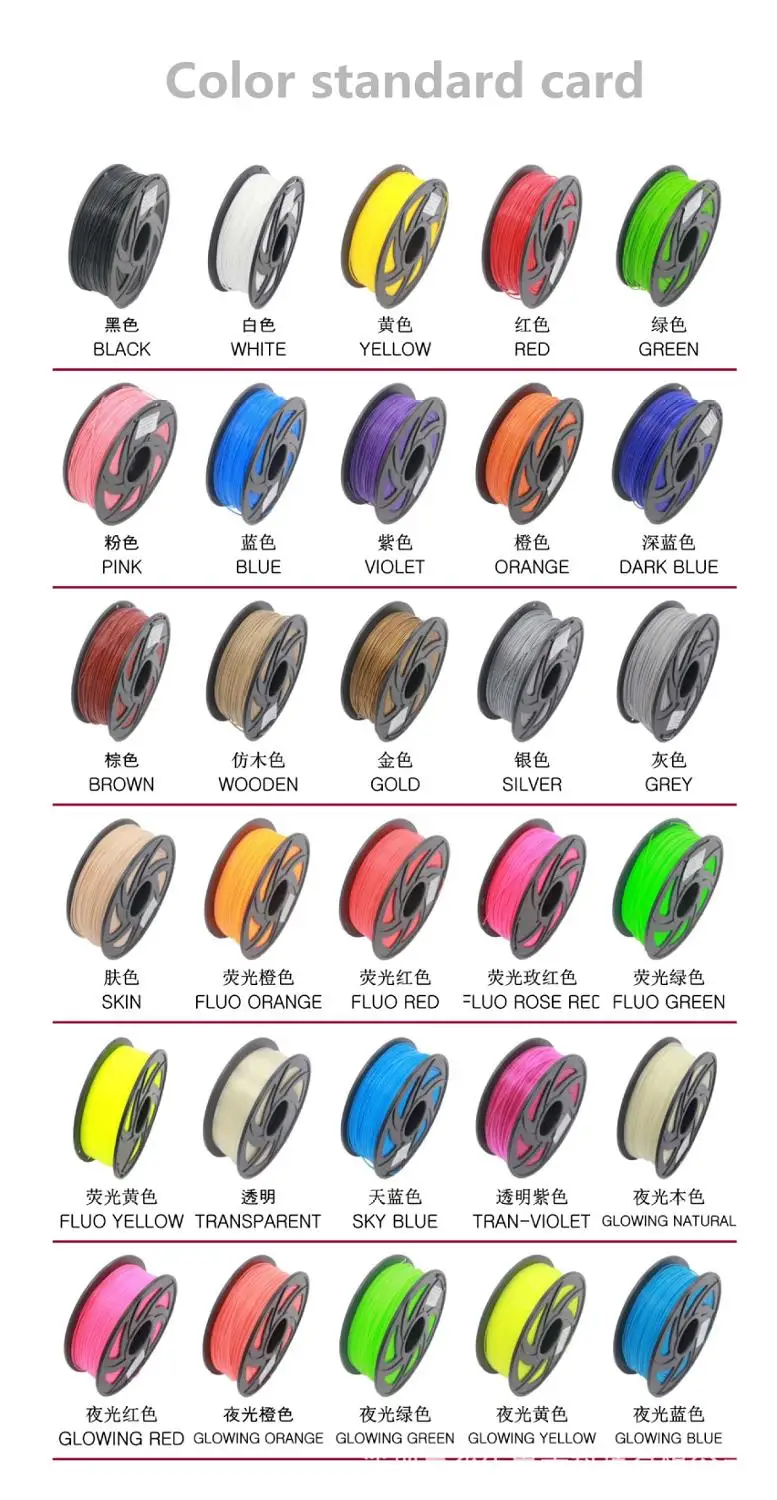 3D Printer PLA Filament 1.75mm Filament Dimensional Accuracy +/-0.02mm 1KG 343M 2.2LBS 3D Printing Material Best to sell PETG