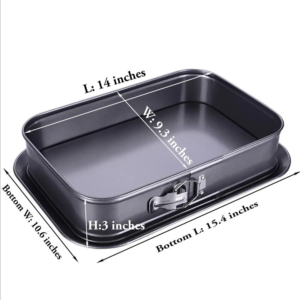 

Kitchen Non stick Cake Baking Pan Rectangle Shape Cake Mold Steel Springform Pan Set Removable Bottom Decorating Tools