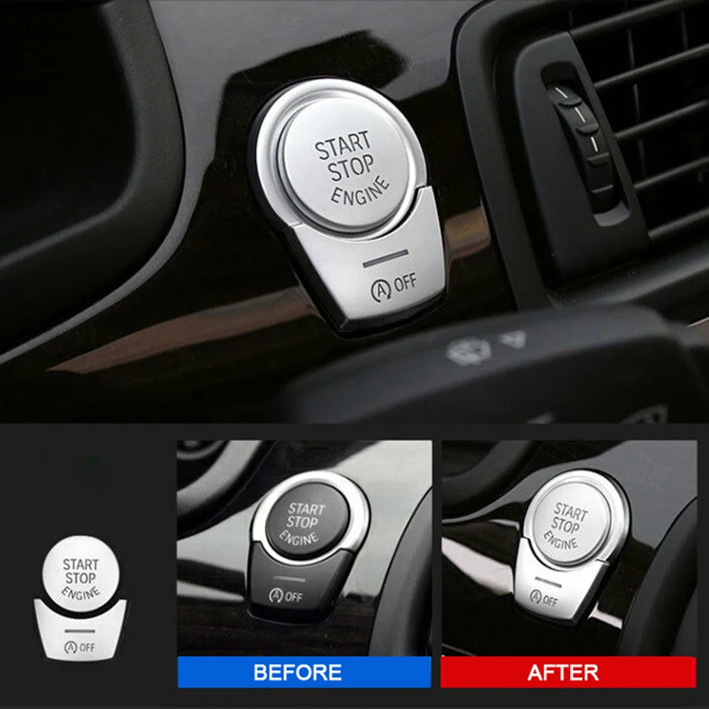 

2pcs Button Cover Engine Start Push ABS Parts Accessories Car Equipment