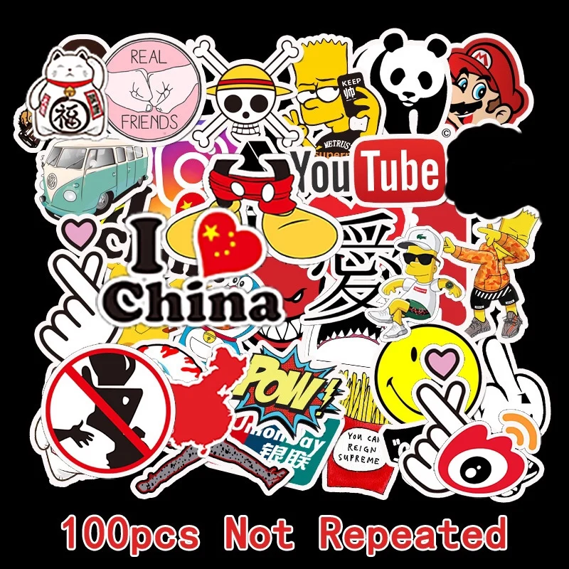 100 шт. наклейки в стиле хип хоп для ноутбука холодильника гитары мотоцикла багажа